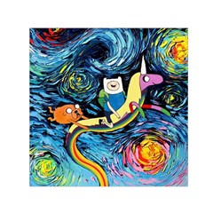 Adventure Time Art Starry Night Van Gogh Square Satin Scarf (30  X 30 ) by Modalart