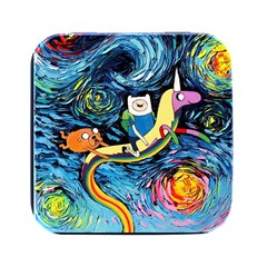 Adventure Time Art Starry Night Van Gogh Square Metal Box (black) by Modalart