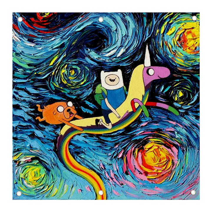 Adventure Time Art Starry Night Van Gogh Banner and Sign 3  x 3 