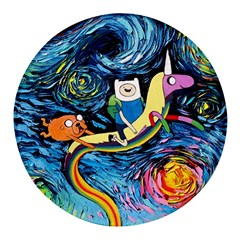 Adventure Time Art Starry Night Van Gogh Round Glass Fridge Magnet (4 Pack) by Modalart