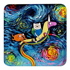 Adventure Time Art Starry Night Van Gogh Square Glass Fridge Magnet (4 Pack) by Modalart