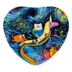 Adventure Time Art Starry Night Van Gogh Heart Glass Fridge Magnet (4 Pack)