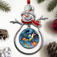 Adventure Time Art Starry Night Van Gogh Metal Snowman Ornament by Modalart