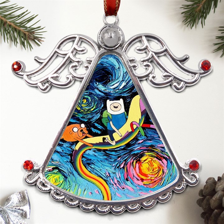 Adventure Time Art Starry Night Van Gogh Metal Angel with Crystal Ornament