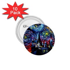 Castle Hogwarts Starry Night Print Van Gogh Parody 1 75  Buttons (10 Pack) by Modalart