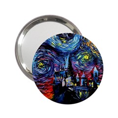 Castle Hogwarts Starry Night Print Van Gogh Parody 2 25  Handbag Mirrors by Modalart