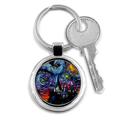 Castle Hogwarts Starry Night Print Van Gogh Parody Key Chain (round) by Modalart