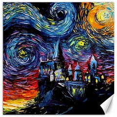 Castle Hogwarts Starry Night Print Van Gogh Parody Canvas 12  X 12  by Modalart