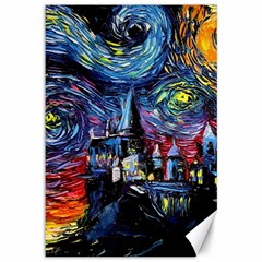 Castle Hogwarts Starry Night Print Van Gogh Parody Canvas 12  X 18  by Modalart