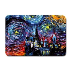 Castle Hogwarts Starry Night Print Van Gogh Parody Small Doormat by Modalart