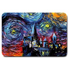 Castle Hogwarts Starry Night Print Van Gogh Parody Large Doormat by Modalart