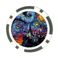 Castle Hogwarts Starry Night Print Van Gogh Parody Poker Chip Card Guard (10 Pack) by Modalart