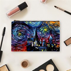 Castle Hogwarts Starry Night Print Van Gogh Parody Cosmetic Bag (medium) by Modalart