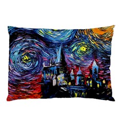 Castle Hogwarts Starry Night Print Van Gogh Parody Pillow Case (two Sides) by Modalart