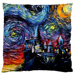 Castle Hogwarts Starry Night Print Van Gogh Parody Large Cushion Case (one Side) by Modalart