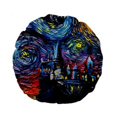 Castle Hogwarts Starry Night Print Van Gogh Parody Standard 15  Premium Round Cushions by Modalart