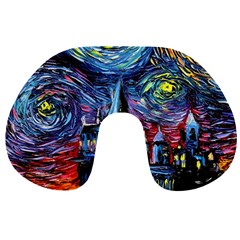 Castle Hogwarts Starry Night Print Van Gogh Parody Travel Neck Pillow by Modalart