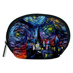 Castle Hogwarts Starry Night Print Van Gogh Parody Accessory Pouch (medium) by Modalart