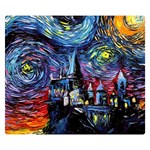 Castle Hogwarts Starry Night Print Van Gogh Parody Two Sides Premium Plush Fleece Blanket (Small) 50 x40  Blanket Back