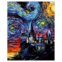 Castle Hogwarts Starry Night Print Van Gogh Parody Drawstring Bag (small) by Modalart