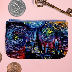 Castle Hogwarts Starry Night Print Van Gogh Parody Large Coin Purse by Modalart