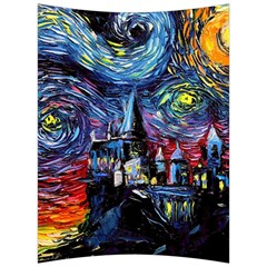 Castle Hogwarts Starry Night Print Van Gogh Parody Back Support Cushion by Modalart