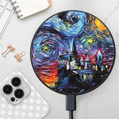 Castle Hogwarts Starry Night Print Van Gogh Parody Wireless Fast Charger(black) by Modalart