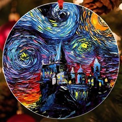 Castle Hogwarts Starry Night Print Van Gogh Parody Uv Print Acrylic Ornament Round by Modalart