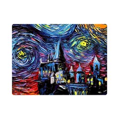 Castle Hogwarts Starry Night Print Van Gogh Parody Premium Plush Fleece Blanket (mini) by Modalart