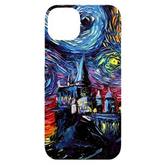 Castle Hogwarts Starry Night Print Van Gogh Parody Iphone 14 Plus Black Uv Print Case by Modalart