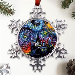 Castle Hogwarts Starry Night Print Van Gogh Parody Metal Large Snowflake Ornament by Modalart