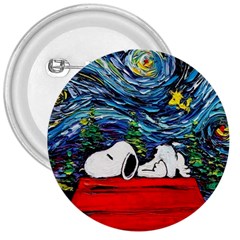 Dog House Vincent Van Gogh s Starry Night Parody 3  Buttons by Modalart