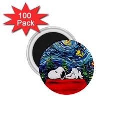 Dog House Vincent Van Gogh s Starry Night Parody 1 75  Magnets (100 Pack)  by Modalart