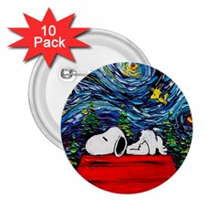 Dog House Vincent Van Gogh s Starry Night Parody 2 25  Buttons (10 Pack)  by Modalart