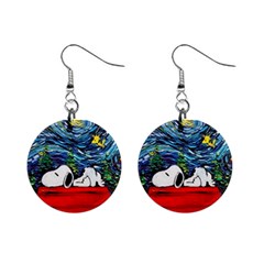 Dog House Vincent Van Gogh s Starry Night Parody Mini Button Earrings by Modalart