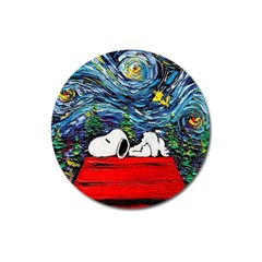 Dog House Vincent Van Gogh s Starry Night Parody Magnet 3  (round) by Modalart