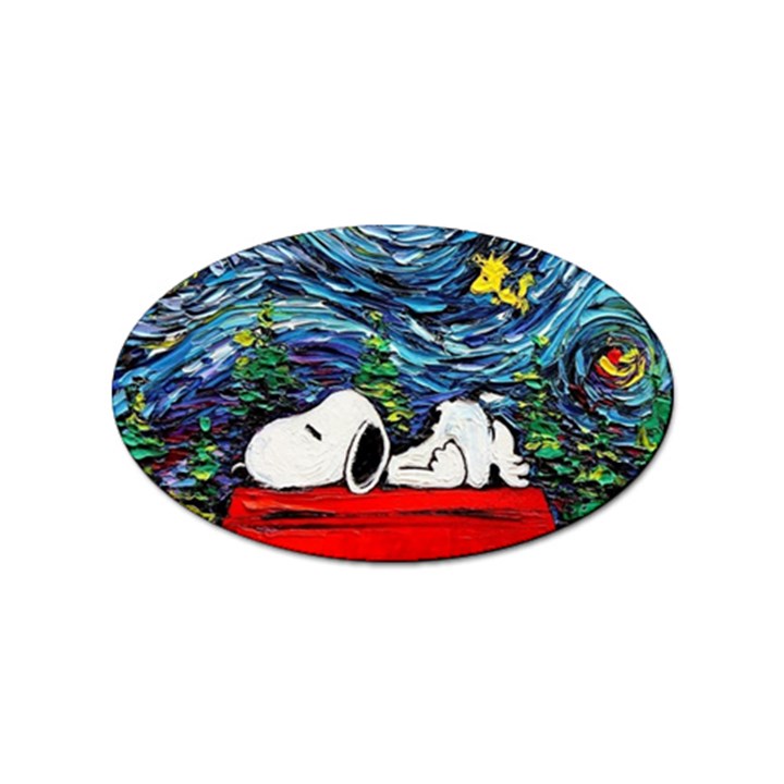 Dog House Vincent Van Gogh s Starry Night Parody Sticker Oval (100 pack)