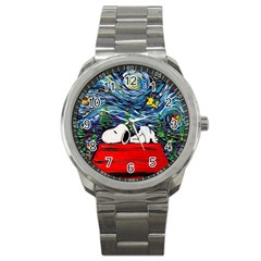 Dog House Vincent Van Gogh s Starry Night Parody Sport Metal Watch by Modalart