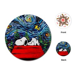 Dog House Vincent Van Gogh s Starry Night Parody Playing Cards Single Design (round) by Modalart