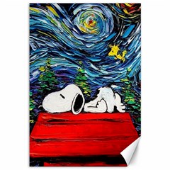 Dog House Vincent Van Gogh s Starry Night Parody Canvas 12  X 18  by Modalart