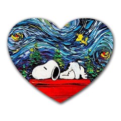 Dog House Vincent Van Gogh s Starry Night Parody Heart Mousepad by Modalart