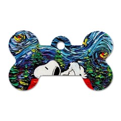 Dog House Vincent Van Gogh s Starry Night Parody Dog Tag Bone (two Sides) by Modalart