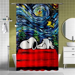 Dog House Vincent Van Gogh s Starry Night Parody Shower Curtain 48  X 72  (small)  by Modalart