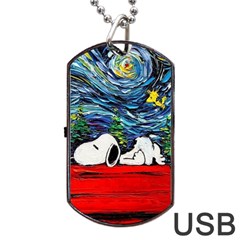 Dog House Vincent Van Gogh s Starry Night Parody Dog Tag Usb Flash (two Sides) by Modalart