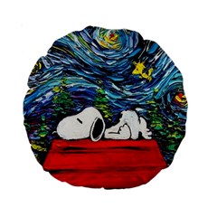 Dog House Vincent Van Gogh s Starry Night Parody Standard 15  Premium Round Cushions by Modalart