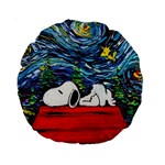 Dog House Vincent Van Gogh s Starry Night Parody Standard 15  Premium Round Cushions Front