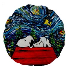 Dog House Vincent Van Gogh s Starry Night Parody Large 18  Premium Round Cushions by Modalart