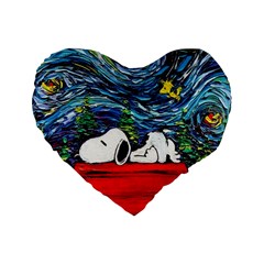 Dog House Vincent Van Gogh s Starry Night Parody Standard 16  Premium Flano Heart Shape Cushions by Modalart