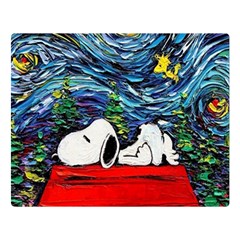 Dog House Vincent Van Gogh s Starry Night Parody Two Sides Premium Plush Fleece Blanket (large) by Modalart