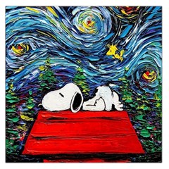 Dog House Vincent Van Gogh s Starry Night Parody Square Satin Scarf (36  X 36 ) by Modalart